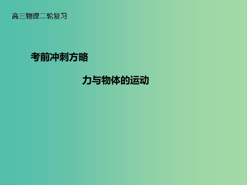 高三物理二轮复习 考前冲刺 重点知识回顾 力与物体的运动课件.ppt_第1页