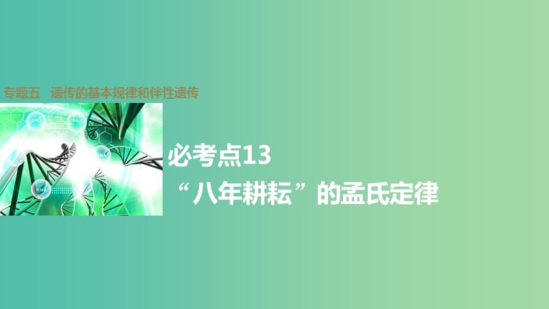 高考生物大二轮总复习 增分策略 专题五 必考点13“八年耕耘”的孟氏定律课件.ppt_第1页