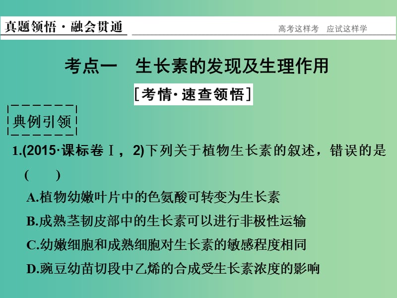 高考生物二轮复习 第四单元 专题三 植物生命活动的调节课件.ppt_第3页