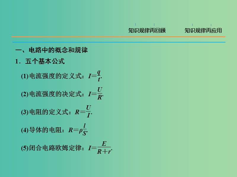 高三物理二轮复习 考前冲刺 重点知识回顾 电路与电磁感应课件.ppt_第2页