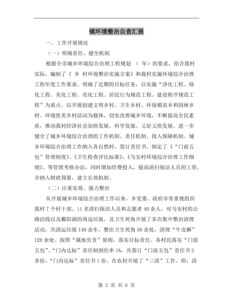 镇环境整治自查汇报.doc_第2页