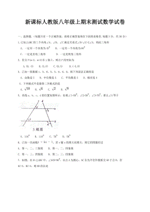 新课标人教版版八年级上期末测试数学试卷及答案001