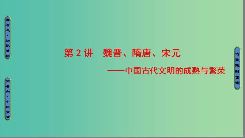 高考历史二轮专题复习与策略 第1部分 古代篇 第2讲 魏晋、隋唐、宋元课件.ppt_第1页