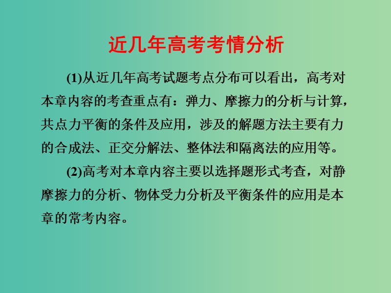 高考物理第一轮复习 2.3受力分析 共点力的平衡课件 新人教版.ppt_第3页