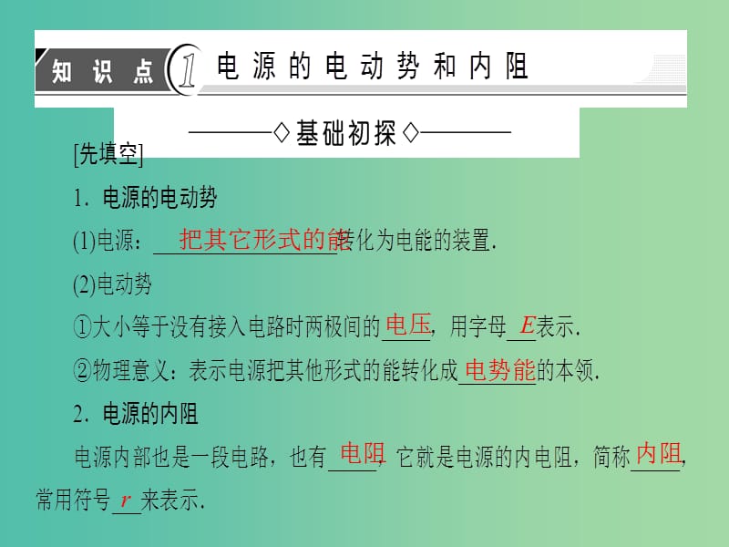 高中物理 第2章 直流电路 4 电源的电动势和内阻 闭合电路欧姆定律课件 教科版选修3-1.ppt_第3页