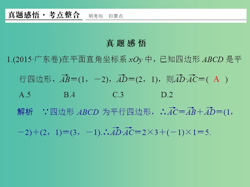 高考数学二轮复习 专题二 第3讲 平面向量课件 文.ppt_第3页