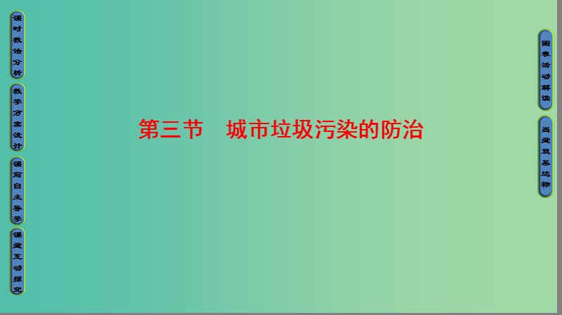 高中地理 第3单元 环境污染与防治 第3节 城市垃圾污染的防治课件 鲁教版选修6.ppt_第1页