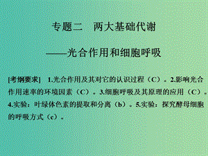 高考生物二輪復(fù)習(xí) 第二單元 生命系統(tǒng)的代謝基礎(chǔ) 專題二 兩大基礎(chǔ)代謝——光合作用和細(xì)胞呼吸課件.ppt