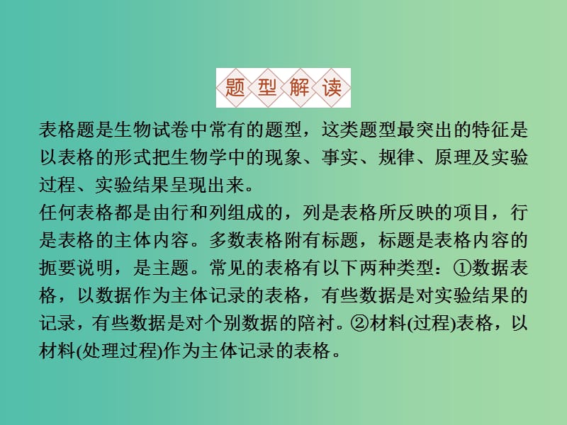 高三生物二轮复习 应试高分策略 三 表格分析类课件.ppt_第2页