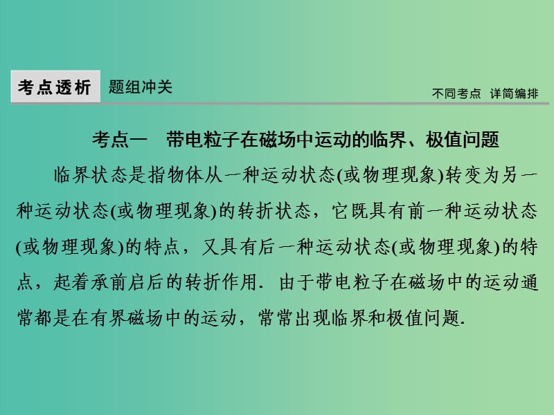 高考物理大一轮复习第9章磁场第3节微专题3匀强磁场中的临界极值和多解问题课件.ppt_第3页