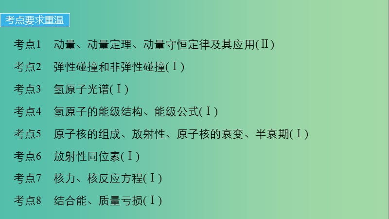 高考物理二轮复习 基础知识再重温 倒数第4天 动量 原子物理课件.ppt_第2页