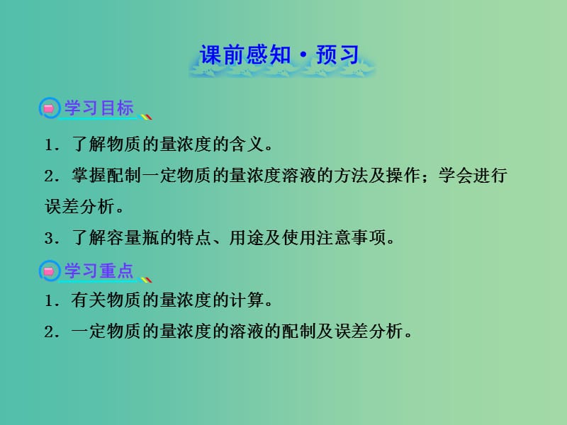 高中化学 1.3.3 物质的量浓度（探究导学课型）课件 鲁科版必修1.ppt_第2页