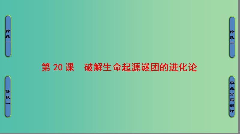 高中历史第7单元近代世界科学技术的发展第20课破解生命起源谜团的进化论课件北师大版.ppt_第1页