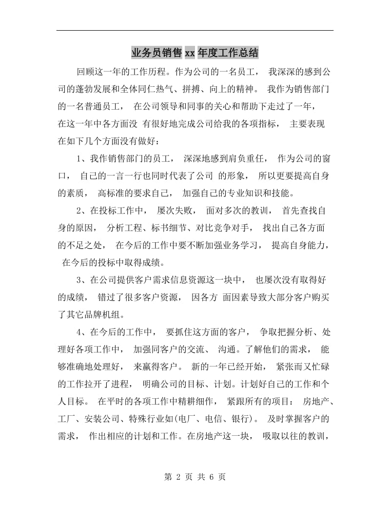 业务员销售xx年度工作总结.doc_第2页