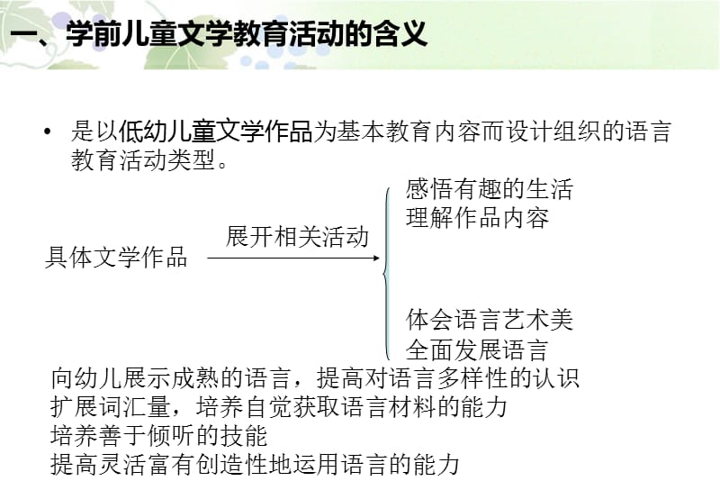 幼儿园语言教育活动-文学教育活动.ppt_第2页