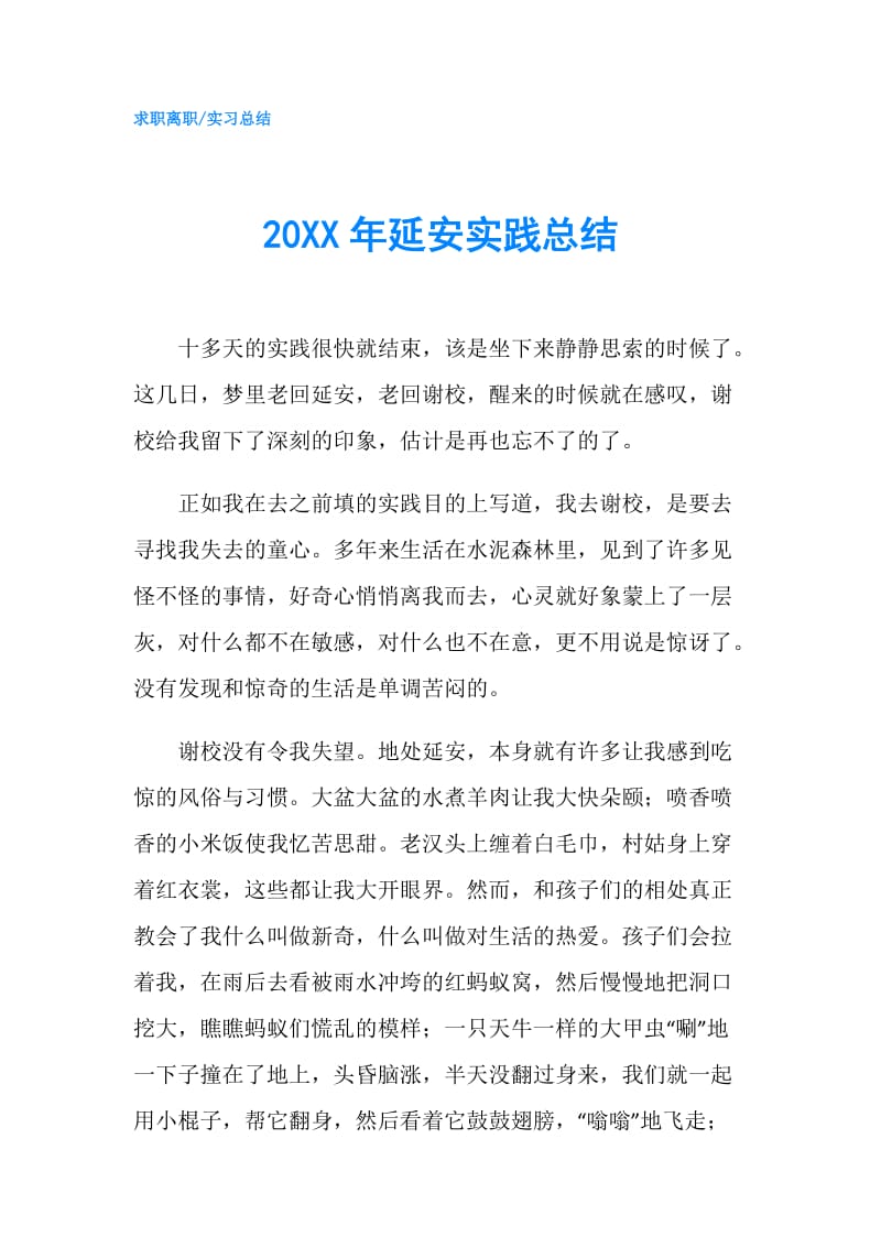 20XX年延安实践总结.doc_第1页