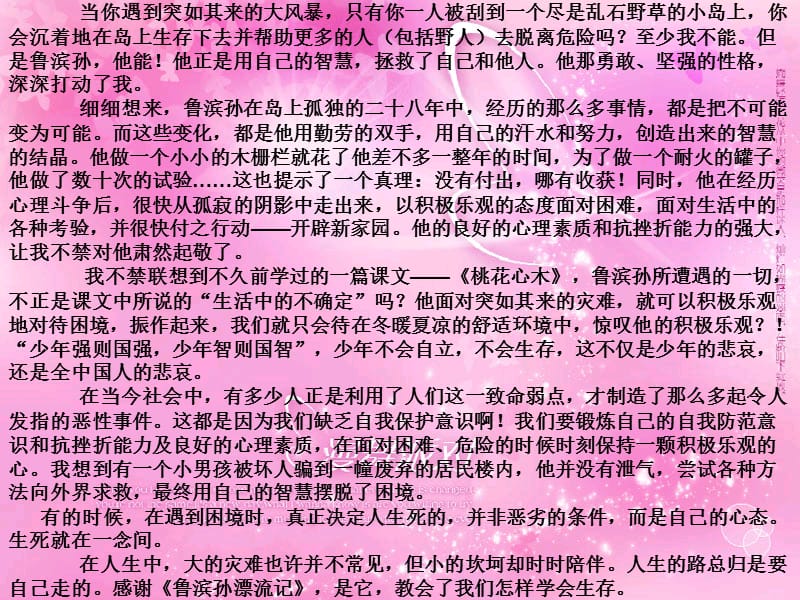 学会生存-读鲁滨孙漂流记有感.ppt_第2页