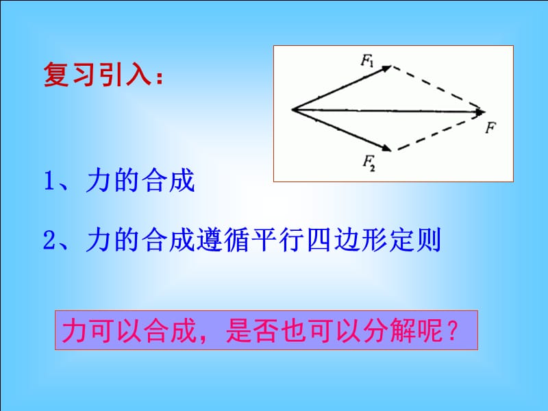 浙江省永嘉县楠江中学高一物理必修1课件：力的分解.ppt_第2页