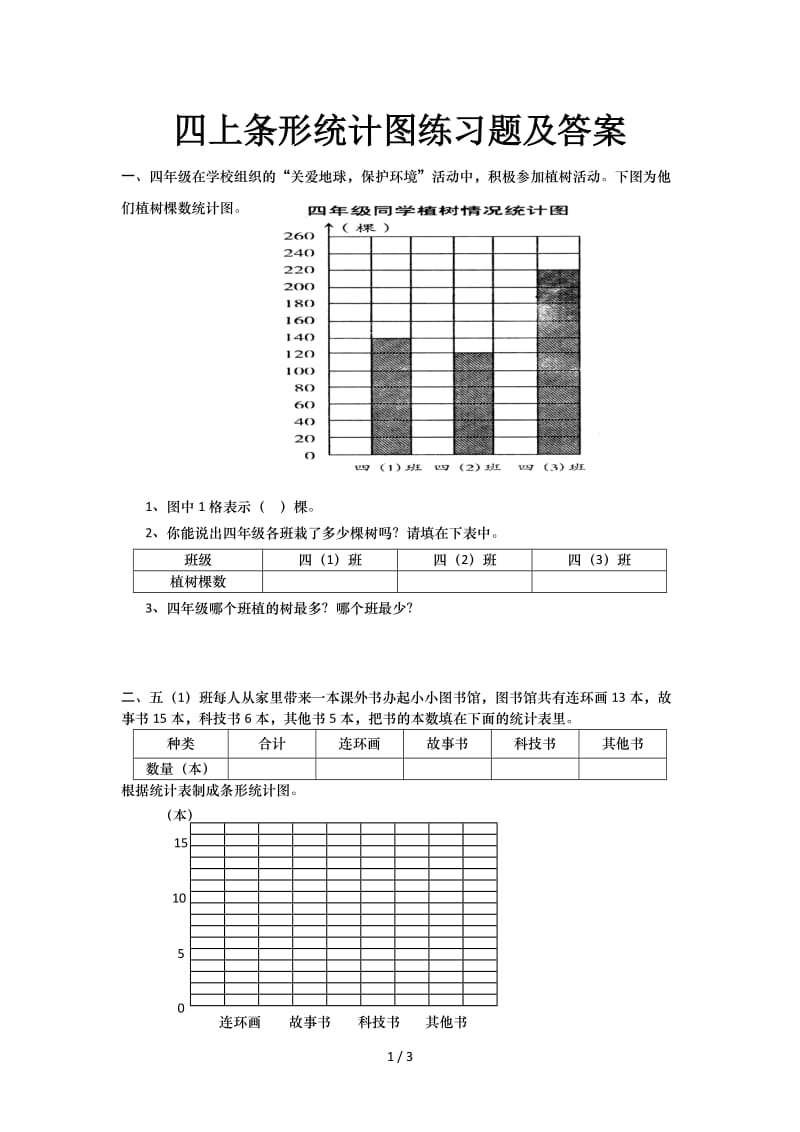 四上条形统计图练习题及答案.doc_第1页