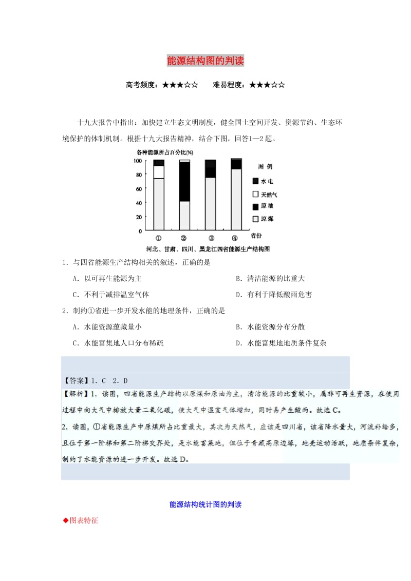 2018-2019学年高中地理 每日一题 能源结构图的判读（含解析）新人教版必修3.doc_第1页