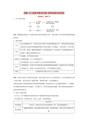 2018-2019學(xué)年高中政治 專題7.1 按勞分配為主體 多種分配方式并存（講）（提升版）新人教版必修1.doc