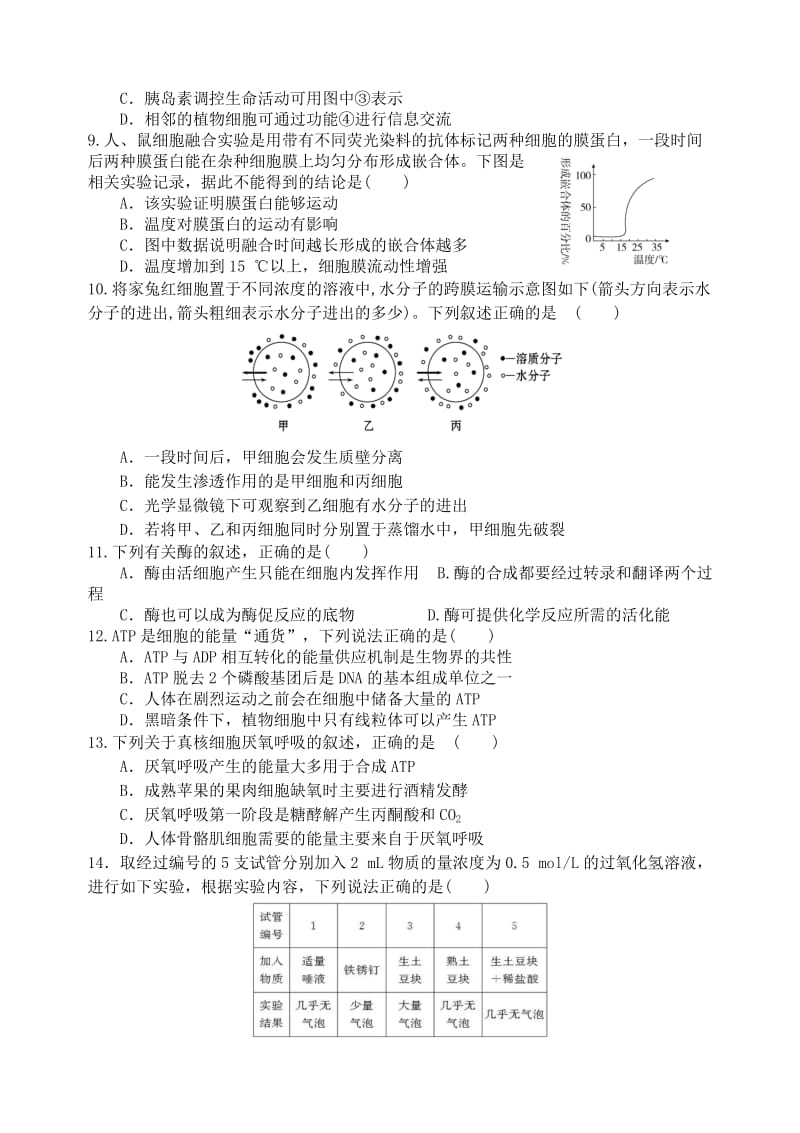 2019届高三生物上学期模拟考试试题一B卷.doc_第2页