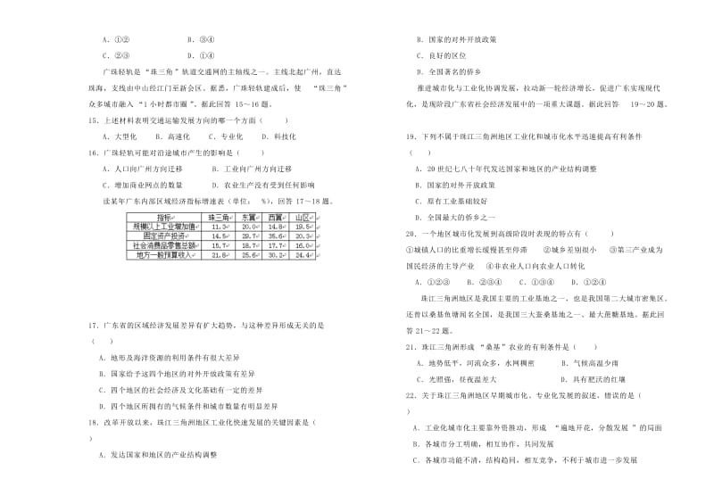 2018-2019学年高中地理 第四单元 区域经济发展单元测试（一）新人教版必修3.doc_第3页