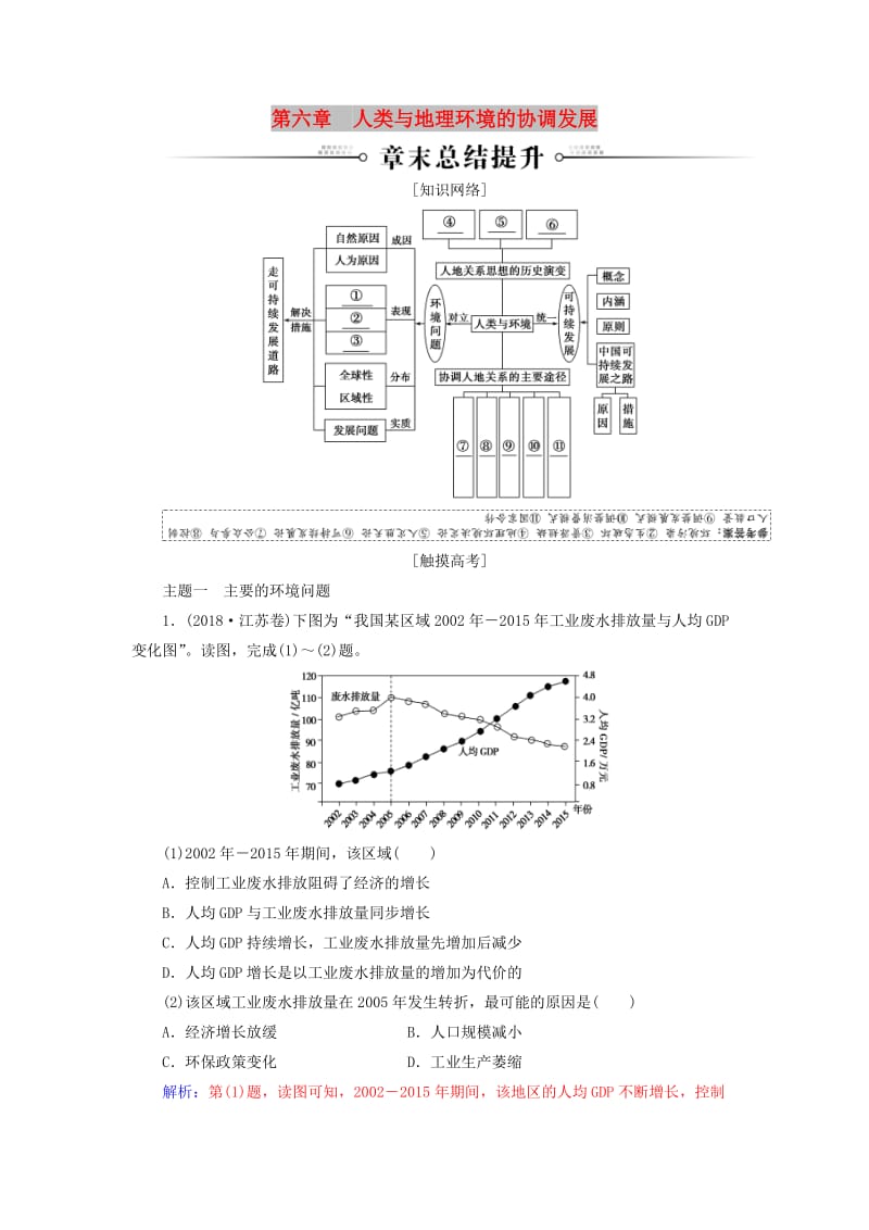 2018-2019年高中地理 第六章 人类与地理环境的协调发展章末总结提升练习 新人教版必修2.doc_第1页