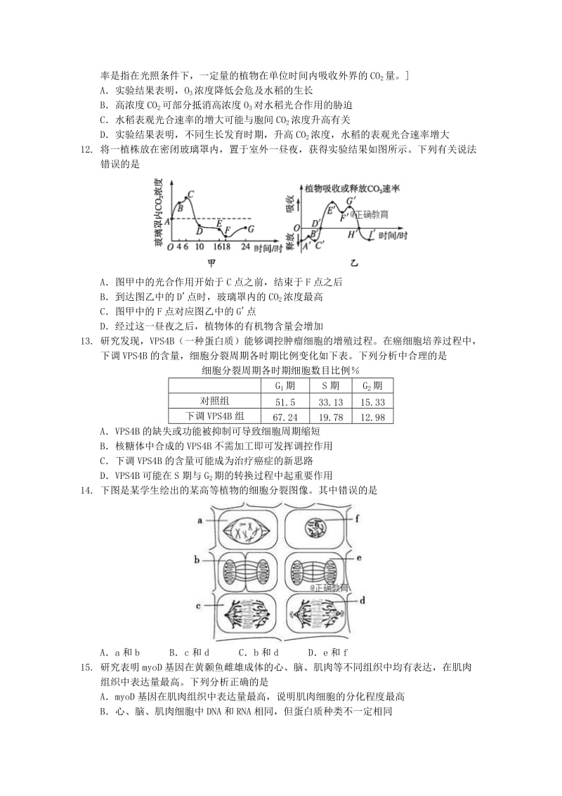 2019届高三生物上学期10月第二次检测试题.doc_第3页