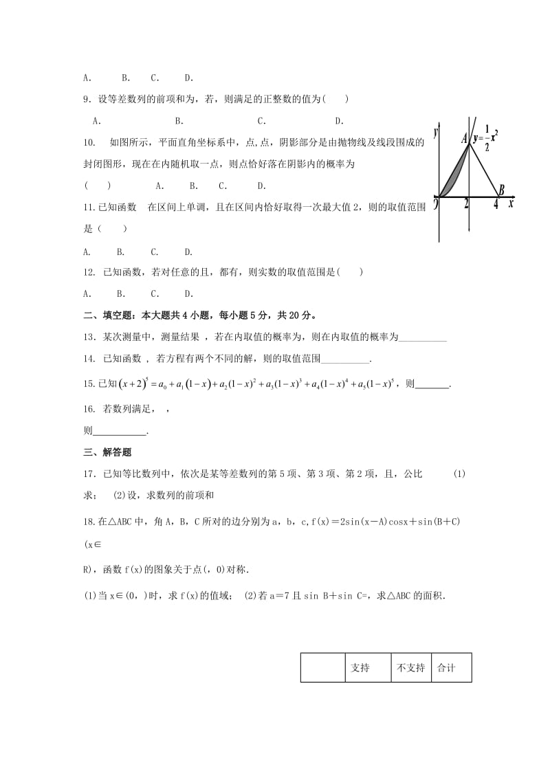 2019届高三数学11月月考(期中)试题 理.doc_第2页