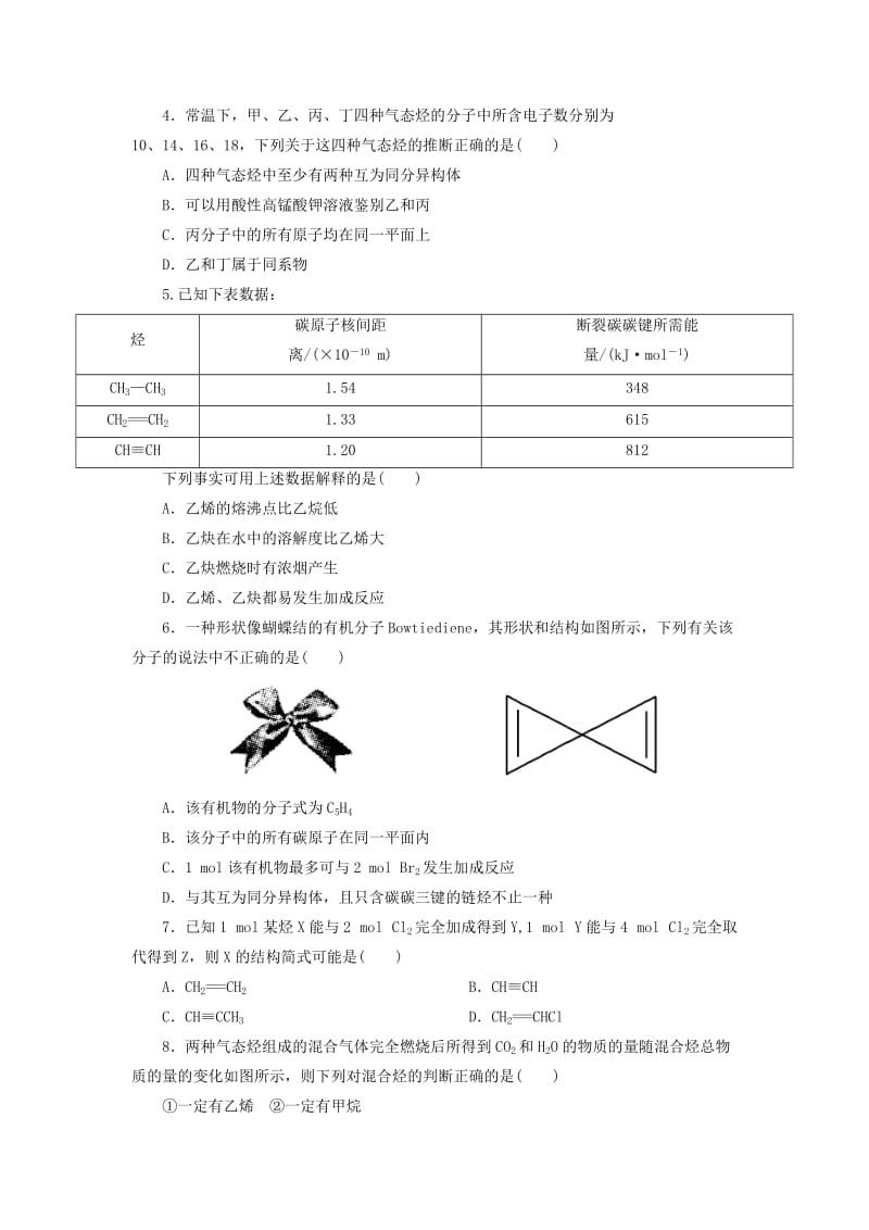 2018-2019学年高中化学 第二章 烃和卤代烃 2.1.2 炔烃、脂肪烃的来源及其应用课后作业 新人教版选修5.doc_第2页