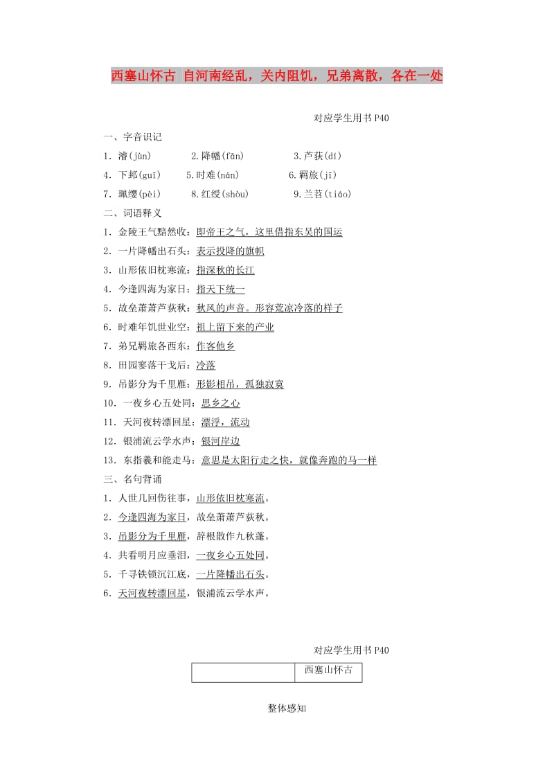 2018-2019学年高中语文 专题五 第二板块 西塞山怀古 自河南经乱关内阻饥兄弟离散各在一处学案 苏教版选修《唐诗宋词选读》.doc_第1页