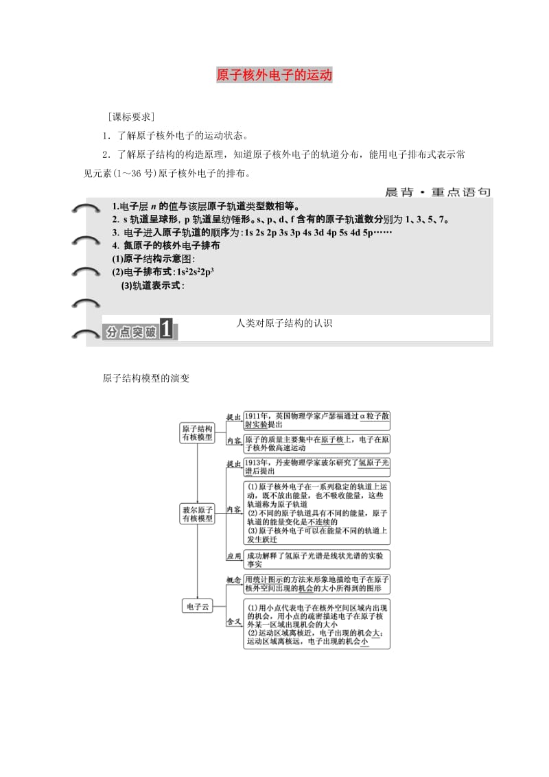 2018-2019学年高中化学 专题2 第一单元 原子核外电子的运动学案（含解析）苏教版选修3.doc_第1页