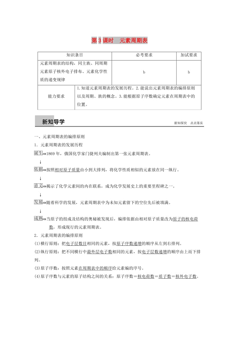 2018高中化学 专题1 微观结构与物质的多样 第一单元 原子核外电子排布与元素周期律 第3课时 元素周期表 苏教版必修2.doc_第1页