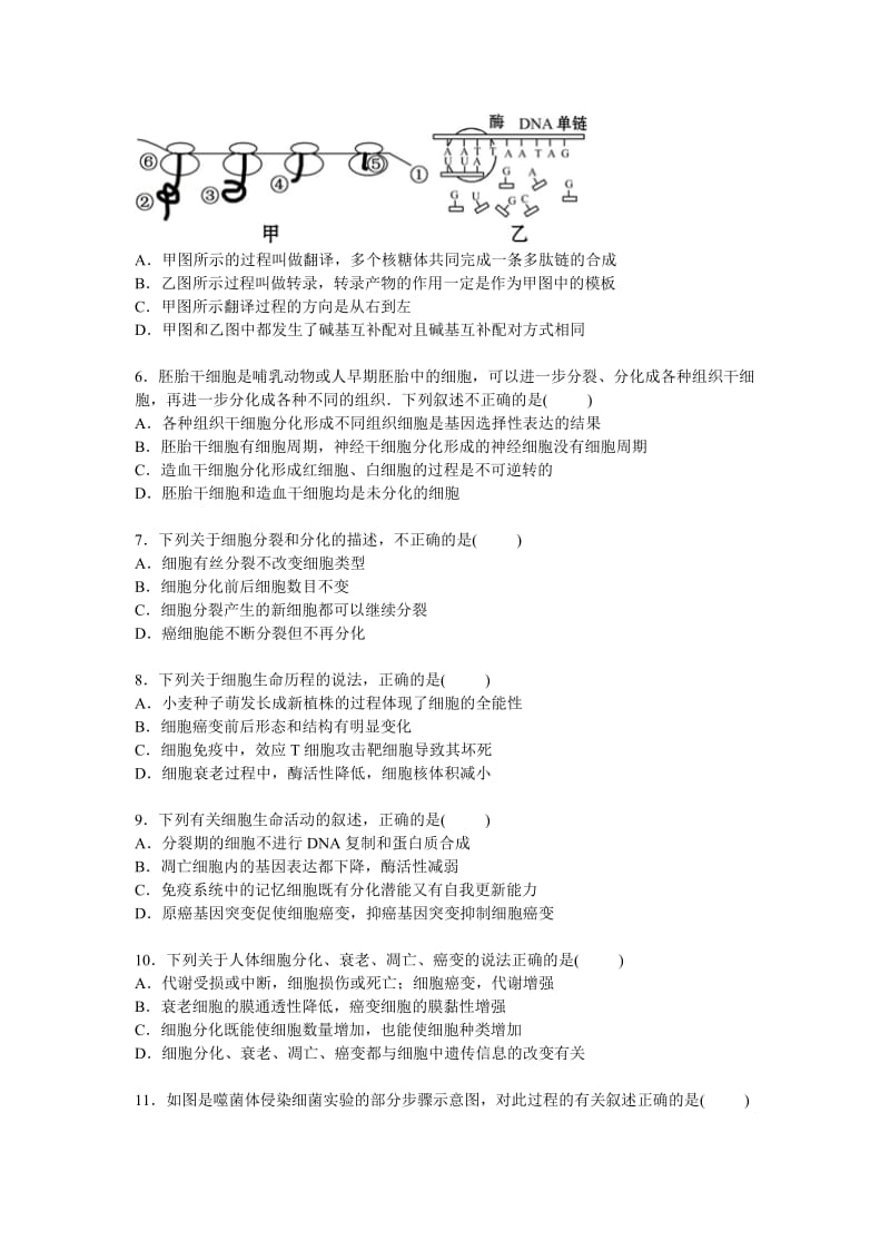 2019-2020年高三上学期第一次月考生物试卷含解析 (IV).doc_第2页