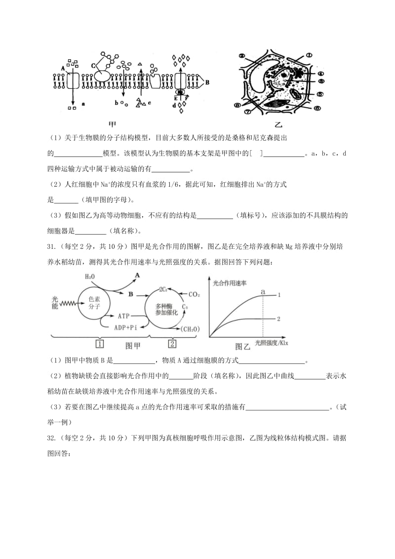 2019-2020学年高一生物下学期入学考试试题.doc_第3页