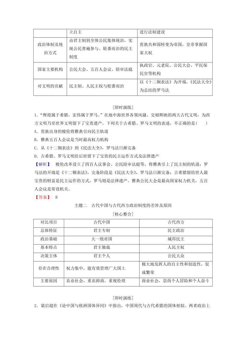 2018秋高中历史 第5单元 古代希腊罗马的政治制度单元分层突破学案 北师大版必修1.doc_第2页