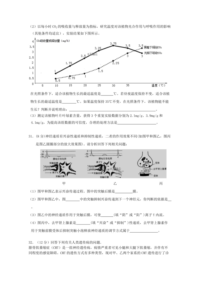 2019届高三生物下学期开学考试试卷.doc_第3页