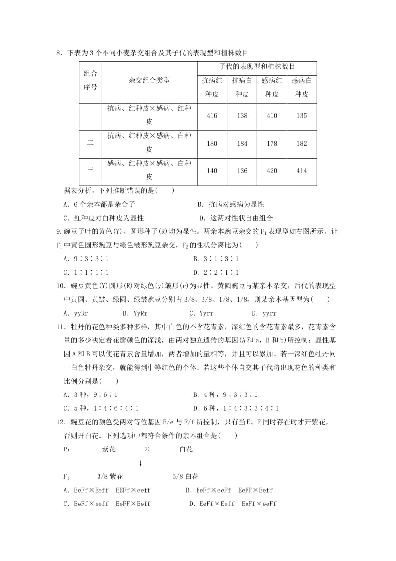 2020版高一生物下学期期中试题(无答案) (III).doc_第2页