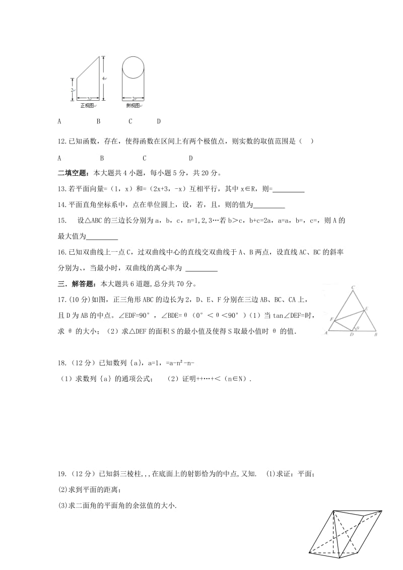 2019届高三数学12月学情诊断试题 理.doc_第2页