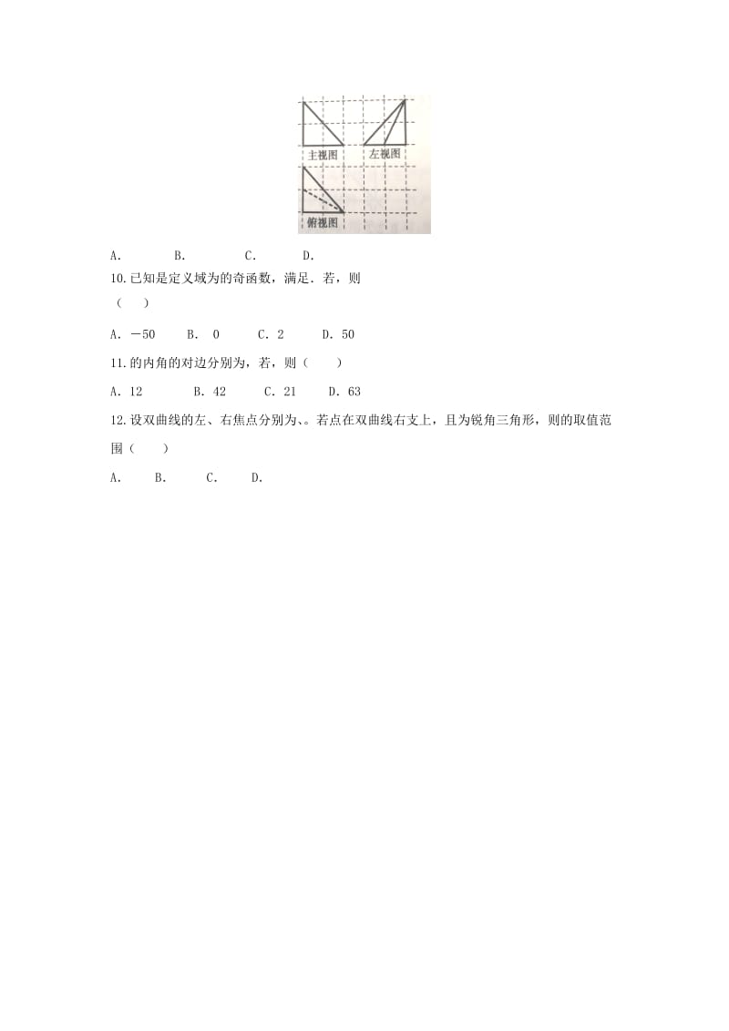 2019届高三数学下学期第五次调研考试试题 文.doc_第2页