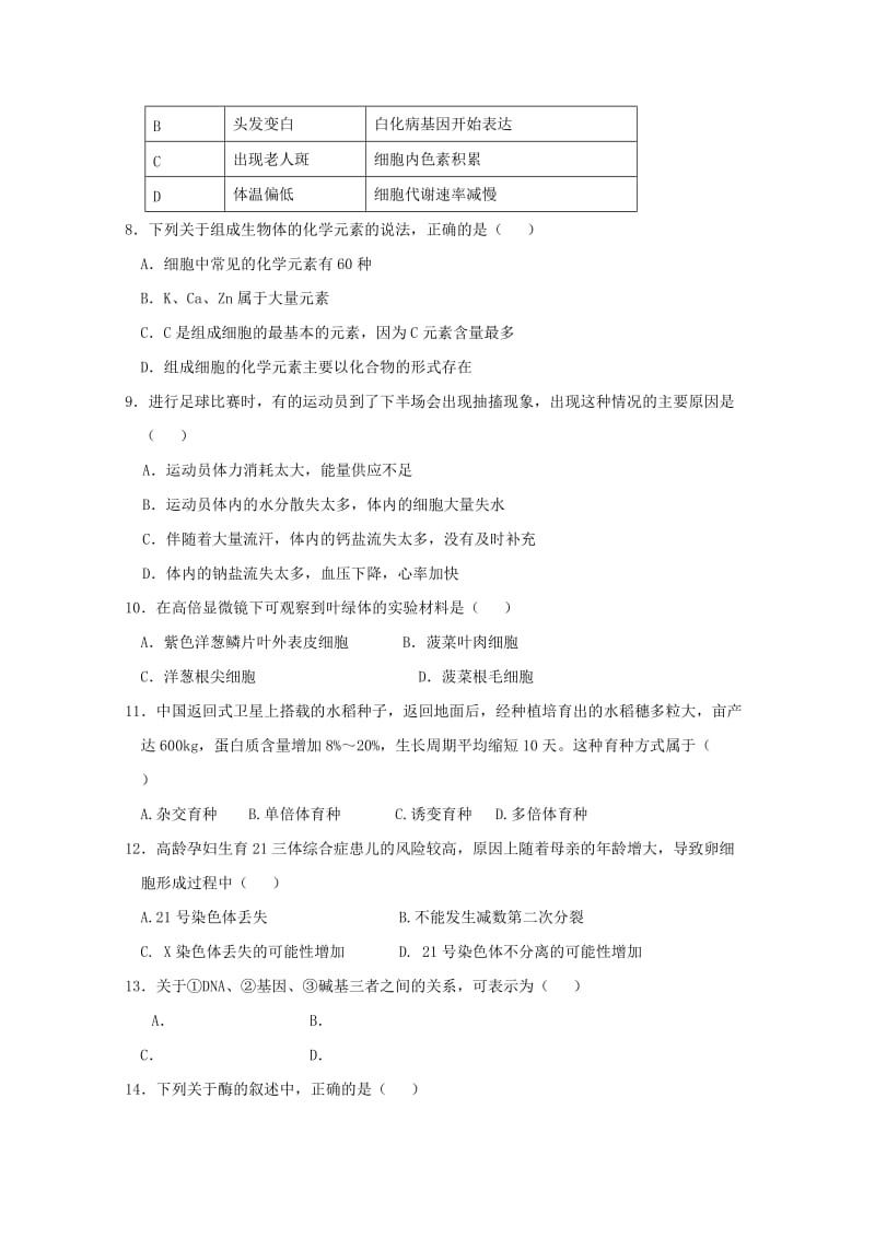 2019-2020学年高二生物6月学生学业能力调研试题文.doc_第2页