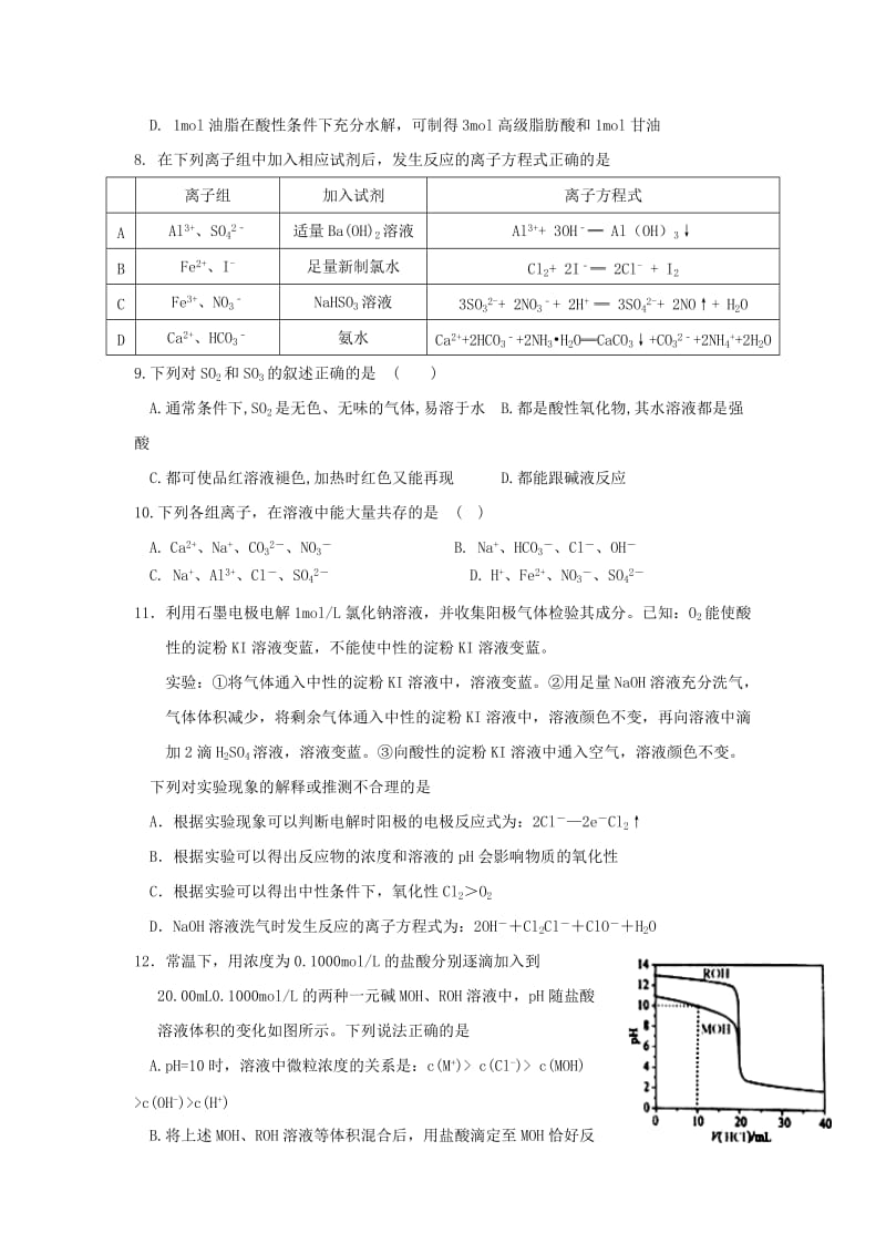 2019届高三化学上学期开学考试试题 (I).doc_第2页