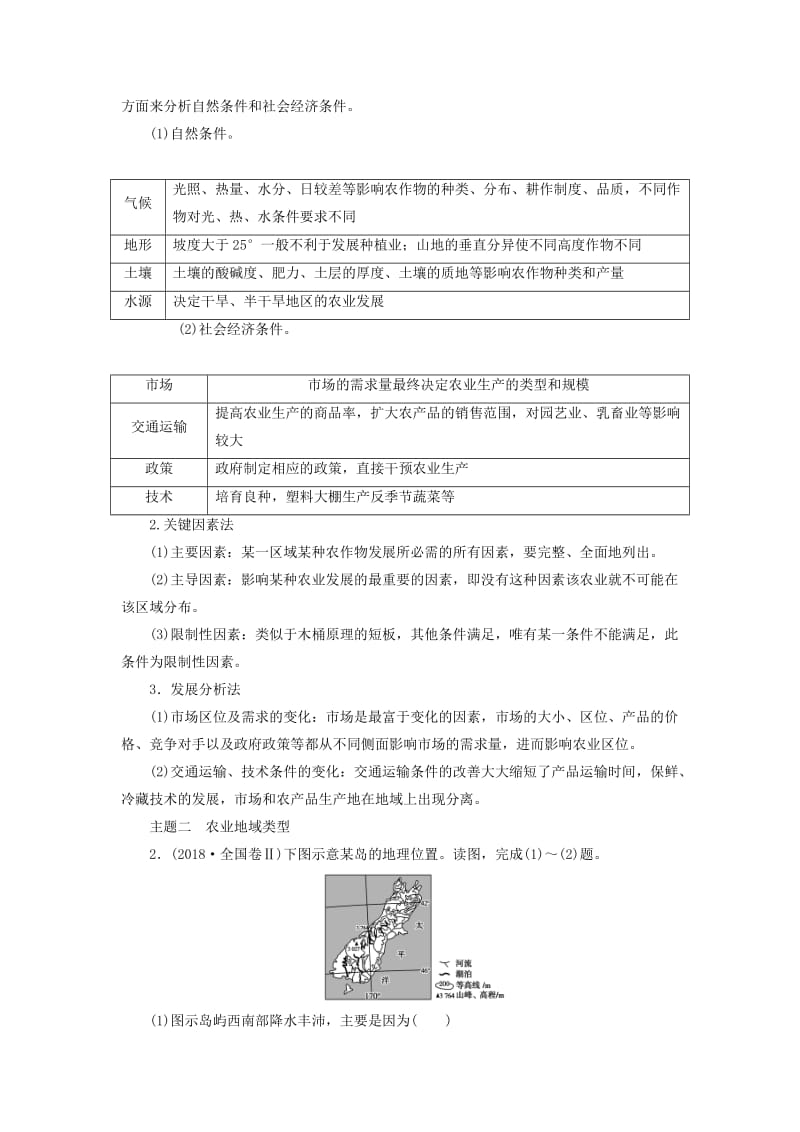 2018-2019年高中地理 第三章 农业地域的形成与发展章末总结提升练习 新人教版必修2.doc_第2页