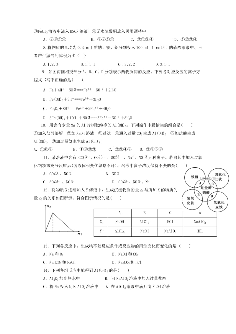 2018届高三化学上学期第一次月考试题(无答案) (I).doc_第2页