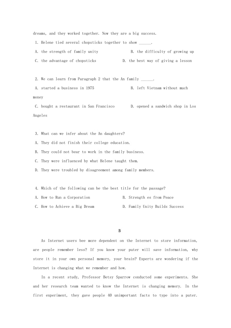 2019-2020学年高二英语下学期第四次周测试题.doc_第2页