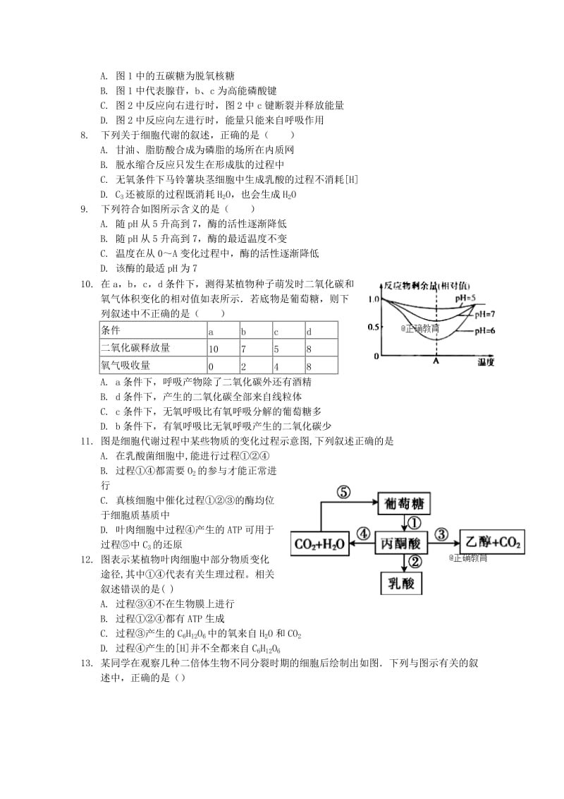 2019届高三生物上学期9月月考试题 (I).doc_第2页