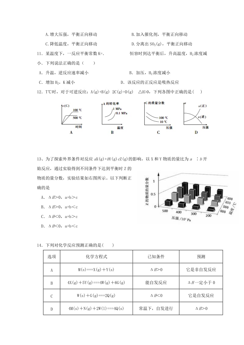 2019-2020学年高二化学10月月考试题实验班无答案.doc_第3页