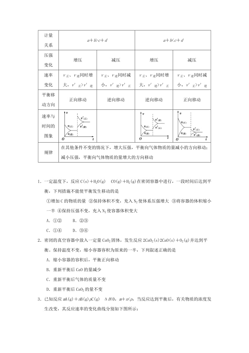 2018-2019学年高中化学（课堂同步系列一）每日一题 影响化学平衡移动的因素（1）（含解析）新人教版选修4.doc_第3页