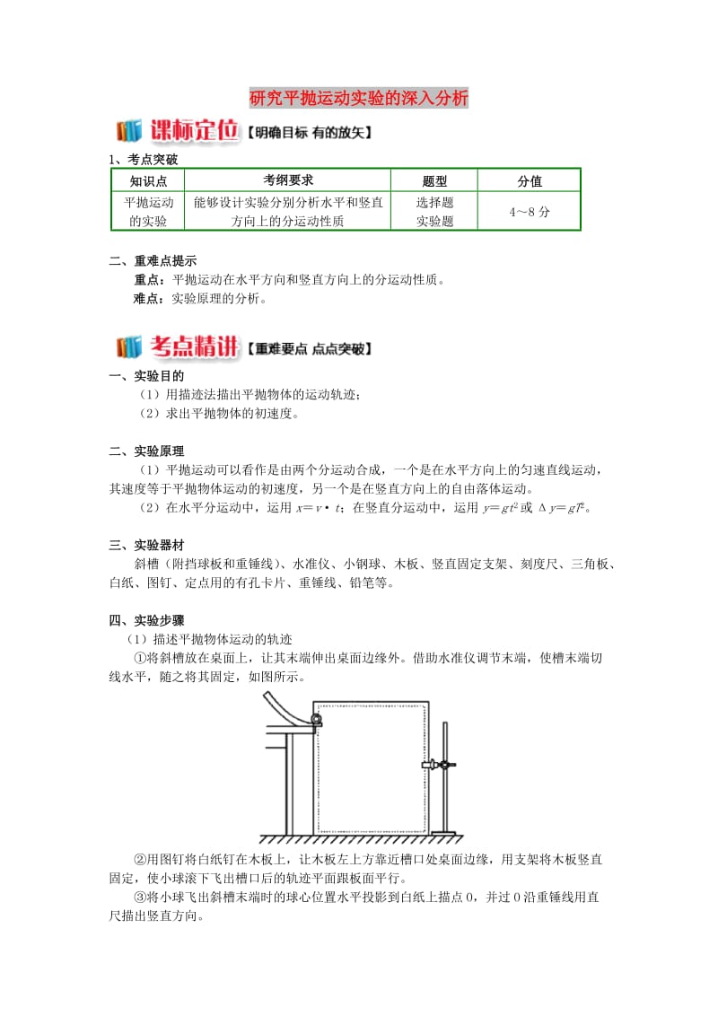 2018高中物理 第五章 曲线运动 第5节 研究平抛运动实验的深入分析学案 新人教版必修2.doc_第1页